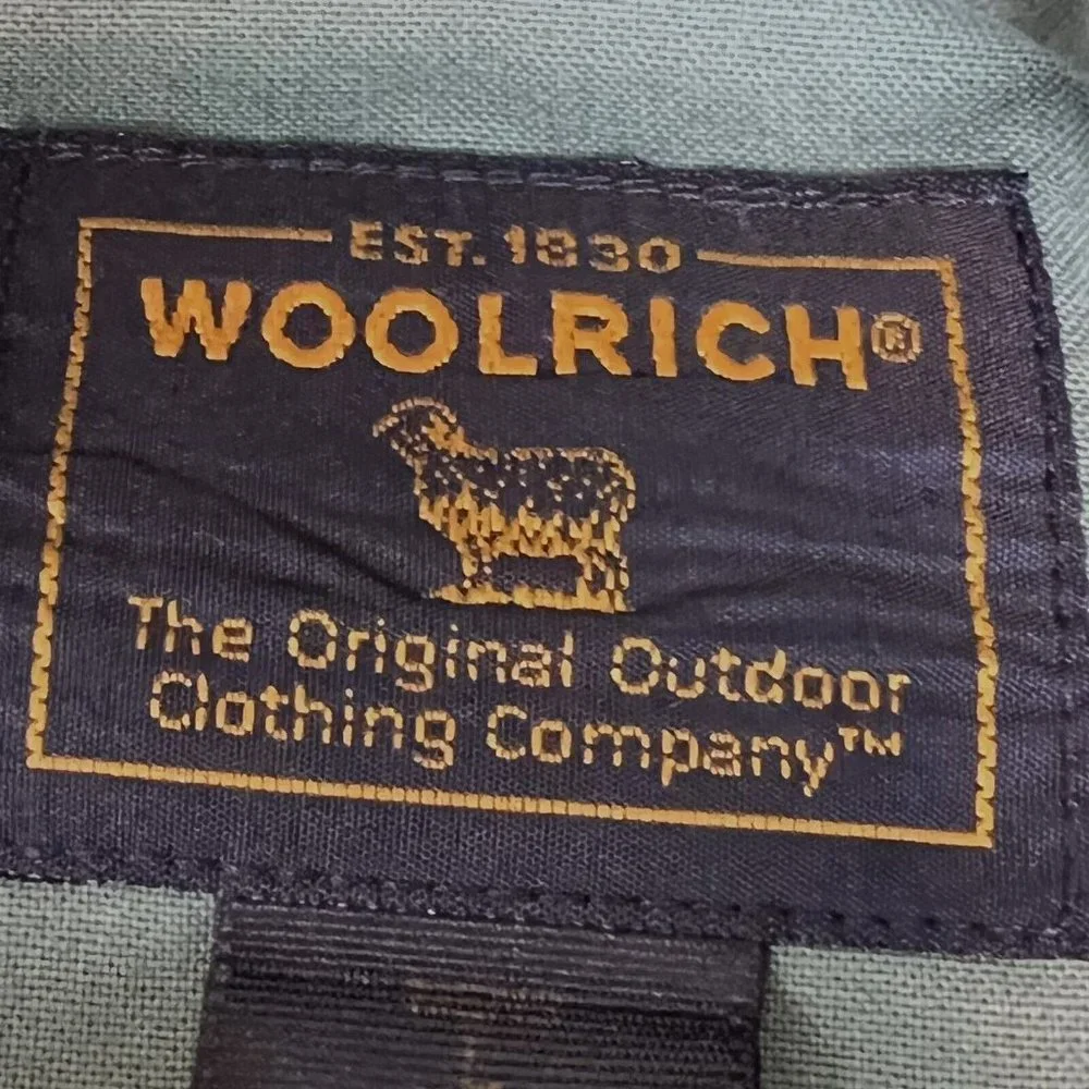 Woolrich Mens Short‎ Sleeve Green Button Down Shirt Cargo Pockets Large Utility